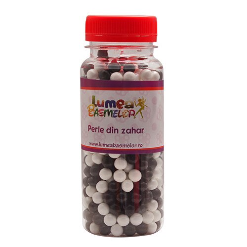 Perle din zahar alb si negru, 7mm, 130g - Lumea Basmelor